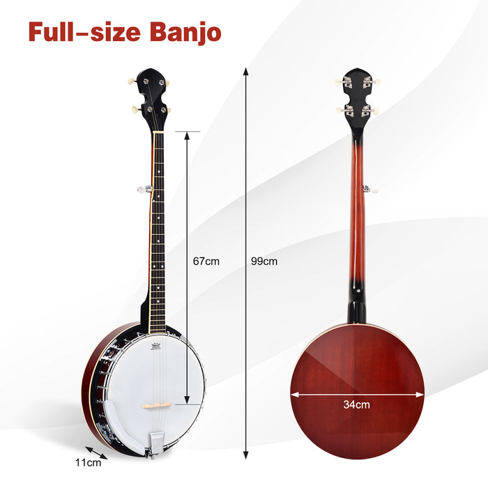 Full Size 5-string Banjo - 24 Bracket Remo Head Instrument - Ideal for Professional and Aspiring Musicians