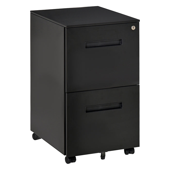 Mobile Vertical File Cabinet with 2 Drawers - A4 Document Storage, Adjustable Partition Organizer - Ideal for Office Filing and Organization