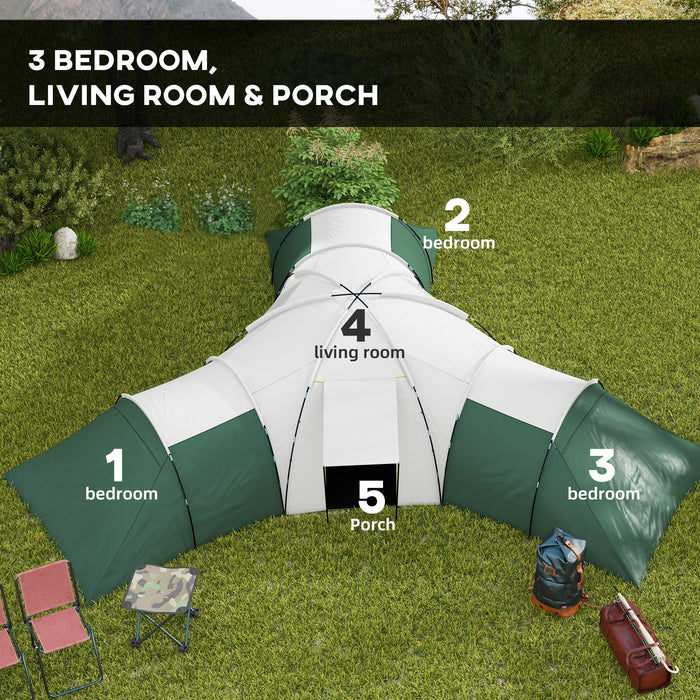 Large Family Camping Tent for 6-9 People - Multiple Bedrooms with Spacious Living Area - Complete with Essential Accessories