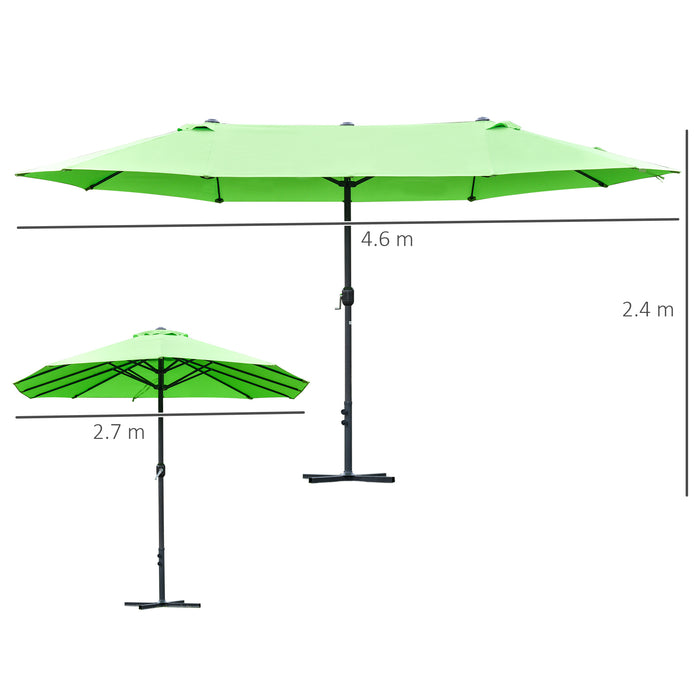 Garden Parasol Double-Sided 4.6m - Sun Umbrella Patio Shelter with Canopy Shade, Market-Style Outdoor Coverage, Includes Cross Base - Ideal for Garden & Outdoor Living Space Protection