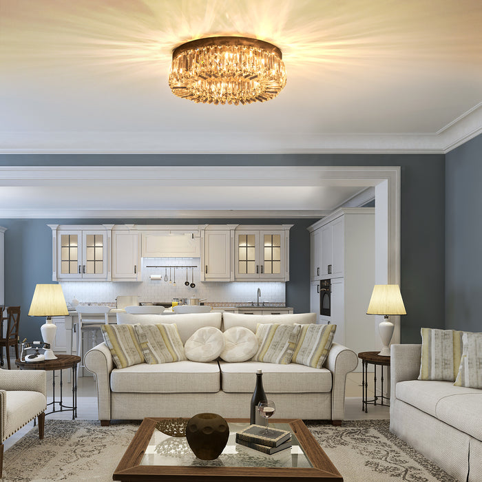 Stainless Steel Pendant Chandelier - Modern Crystal-Embellished Lighting Fixture for Home - Ideal for Living Room, Bedroom, Dining Room Elegance