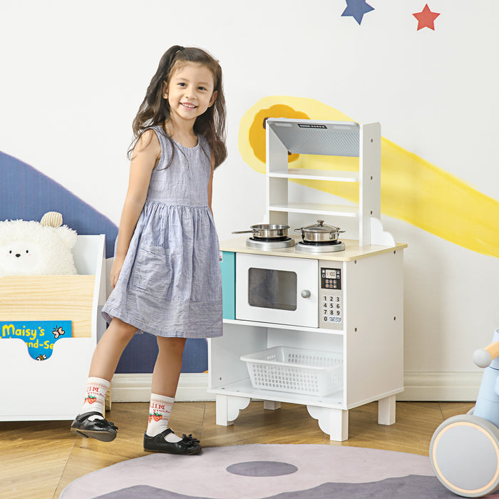 Educational Kids Cooking Playset - Wooden Toy Kitchen with Role-Playing Accessories and Storage - Creative Fun for Young Chefs and Imaginative Play