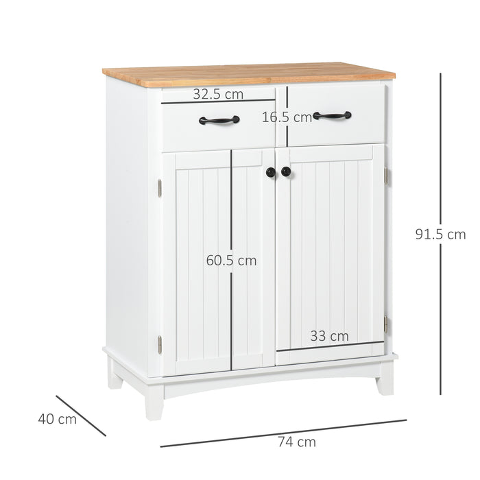 Wooden Kitchen Cupboard with Modern Design - Tableware and Storage Cabinet with 2 Organizing Drawers - Ideal for Dining and Living Pantry Room Essentials