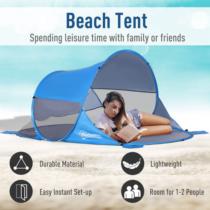 UV 30+ Protection 1-2 Person Pop-Up Tent - Beach and Hiking Sun Shelter, Automatic Portable Design - Ideal for Outdoor Enthusiasts Seeking Shade and Convenience