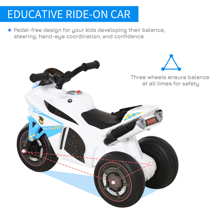 Police Ride-On Toddler 3-Wheel Trike with Music and Lights - Safety-Seated and Easy-Grip Handlebars for Kids - Fun Learning Bike Vehicle for 18-36 Month Olds, Blue