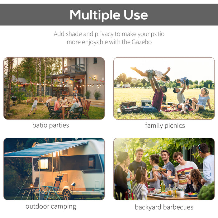 Wall Mount Patio Gazebo Awning - 3x2.5m Metal Outdoor Shelter with Door and Window - Elegant Charcoal Grey Canopy for Garden Protection