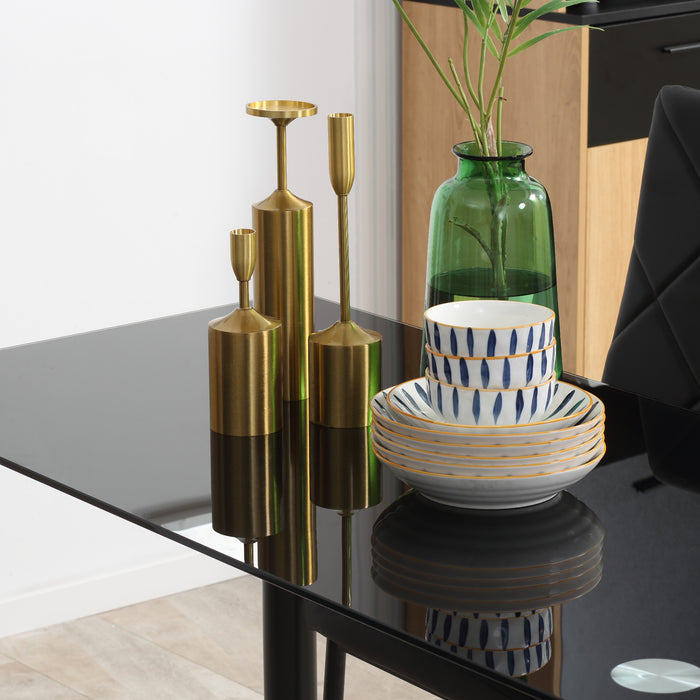 5-Piece Modern Dining Set - Space-Efficient Rectangular Table with Steel Frame for Kitchen - Ideal for Small Groups and Compact Areas