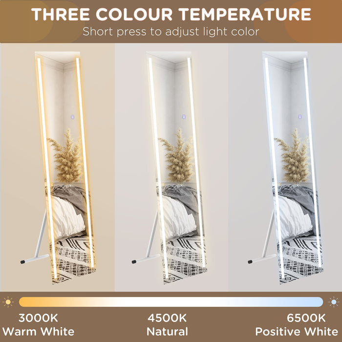 LED-Lit Standing Dressing Mirror - Bedroom Wall Mirror with Dimmable & 3-Color Lighting Options - Ideal for Fashion Enthusiasts & Space-Saving Design