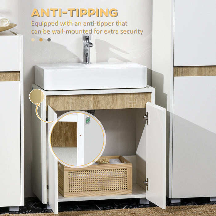 Modern Bathroom Sink Cabinet - Floor Standing, Freestanding Storage with Double Doors - Space-Saving Organizer for Bathroom Essentials