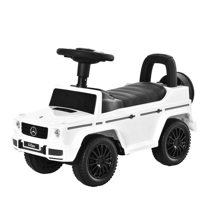 Aosom Mercedes-Benz G350 - Officially Licensed Kids Ride-On Push Car with Sliding Function and Storage - Toddler Foot-to-Floor Slider Vehicle with Horn, White
