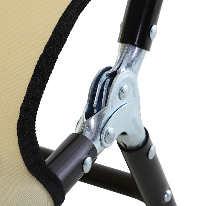 Lightweight Folding Sun Lounger - 5-Position Adjustable Backrest & Sturdy Frame - Ideal for Poolside & Beach Relaxation, Beige