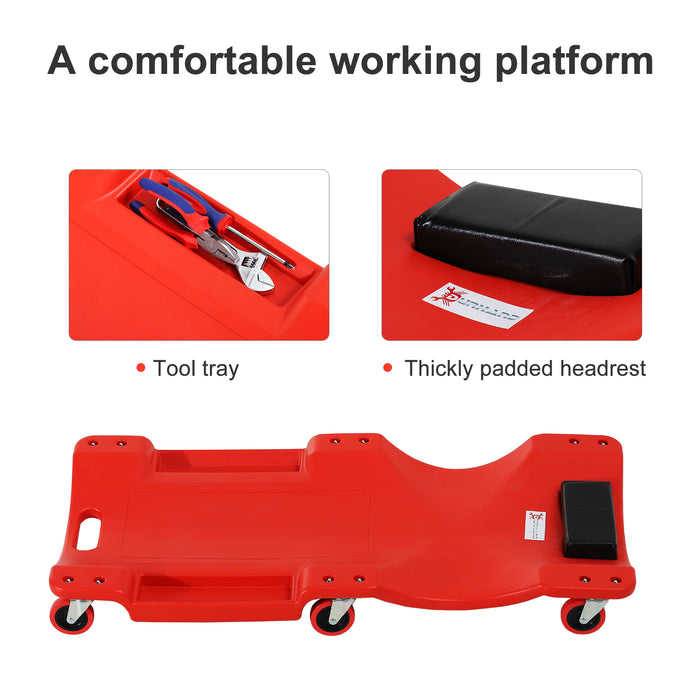 Mechanic's Rolling Creeper with Padded Headrest and Tool Tray - Ergonomic Under Car Repair Aid - Ideal for Garage Workshop Assistance