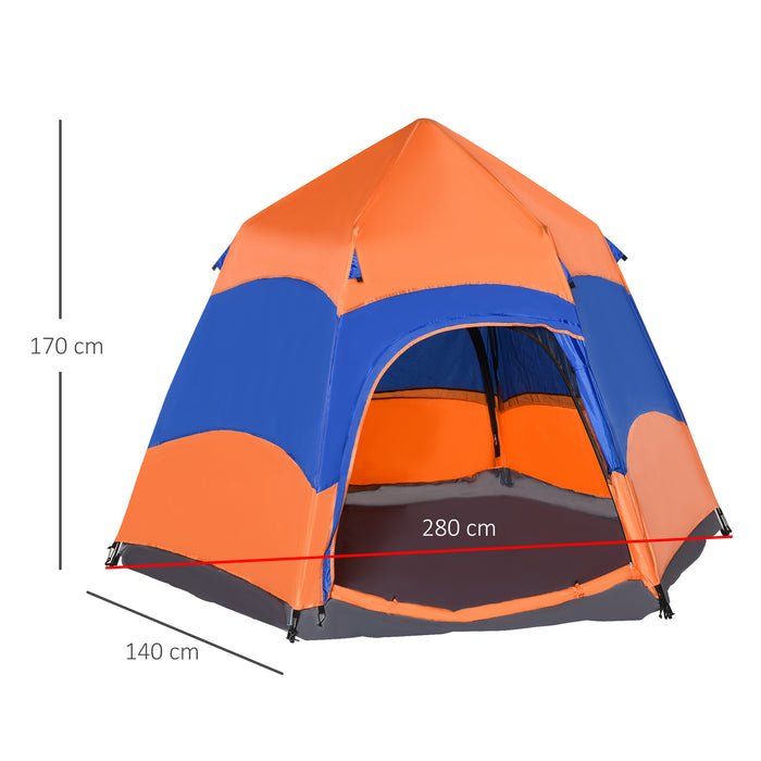 6-Person Hexagonal Instant Setup Tent - Camping, Festival, Hiking Shelter, Family-Friendly, Portable Design - Spacious Outdoor Accommodation for Group Adventures