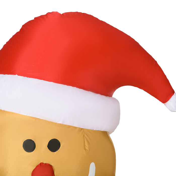 Inflatable 183cm Gingerbread Man with LED Lights - Christmas Yard Lawn Decoration - Festive Outdoor & Indoor Blow-Up Decor for Holiday Cheer