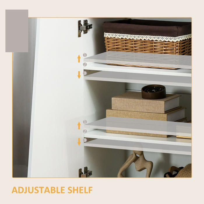Freestanding Wooden Cabinet for Bedroom - High-Gloss Sideboard with Adjustable Shelves - Elegant Storage Solution for Clutter-Free Living Spaces