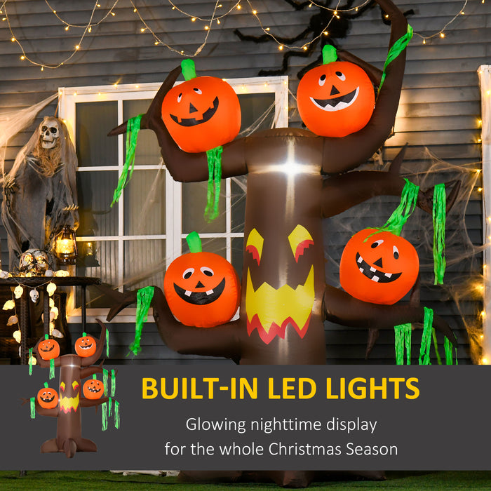 Halloween Inflatable Ghost Tree Decor - 2.4m Tall with 6 LED Lights - Quick Setup, Next Day Delivery for Festive Yard Display