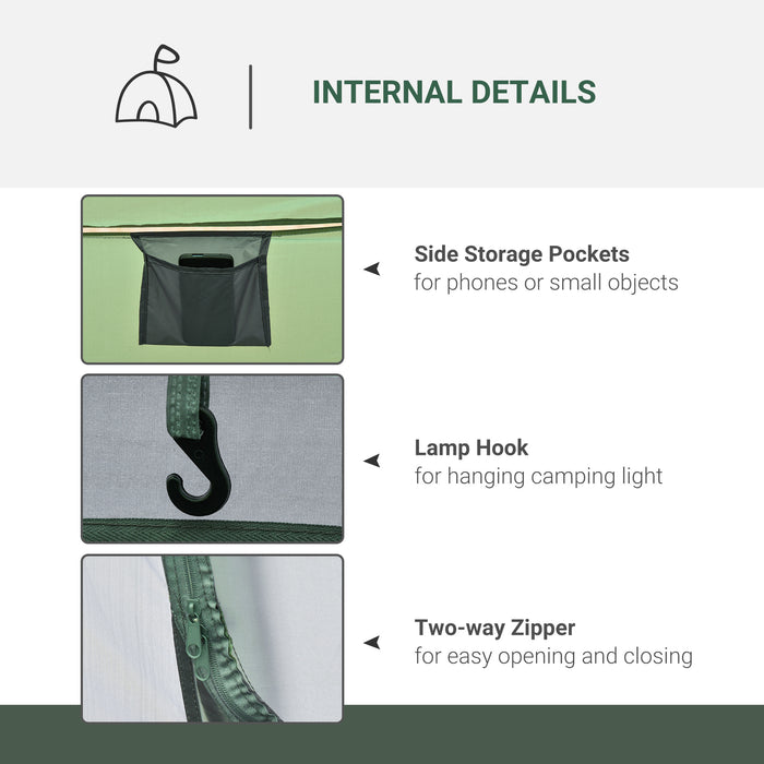 Family-Sized Pop-up Tent for 4-5 People - Waterproof Camping Shelter with Mesh and PVC Windows - Convenient Portable Design for Outdoor Trips in Dark Green