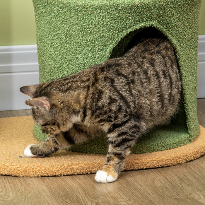 Cactus Cat Tree Climber - 83cm Tall Kitten Activity Center with Plush Teddy Fleece House, Comfy Bed, Durable Sisal Scratch Post & Playful Hanging Ball - Ideal for Playful Cats & Scratch-Loving Kittens