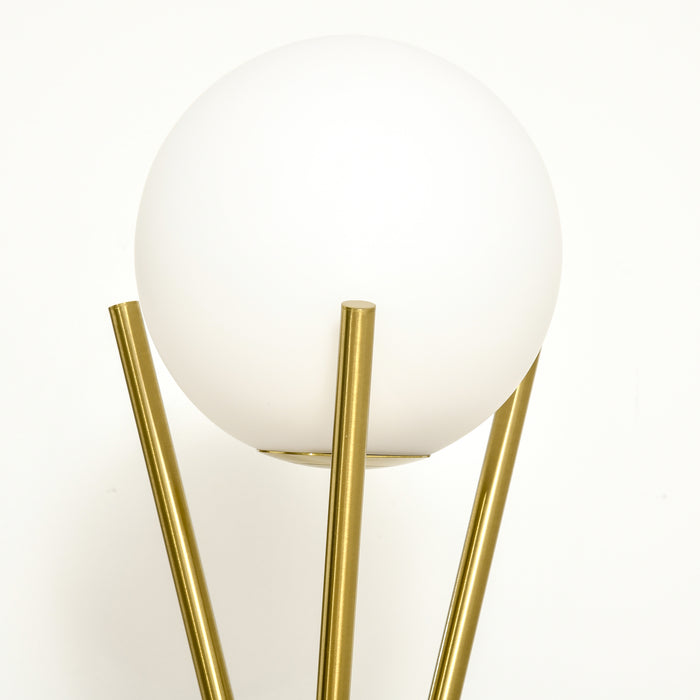 Modern Globe Lampshade Tripod Floor Lamp - E27 Base with Convenient Foot Switch - Elegant Gold and White Lighting Solution for Living Room and Bedroom