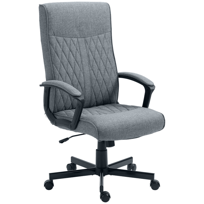 High-Back Linen Swivel Computer Chair - Adjustable Height & Tilt for Comfortable Seating - Perfect for Home Office, Bedroom & Study Spaces