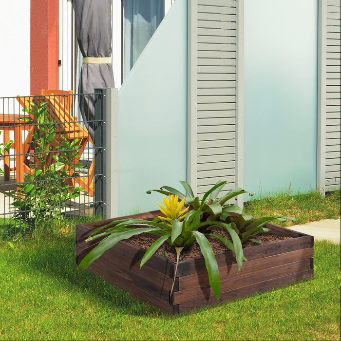 Wooden Raised Garden Bed Planter - 80x80x22.5cm Outdoor Grow Containers for Flowers & Vegetables - Ideal for Patio Spaces