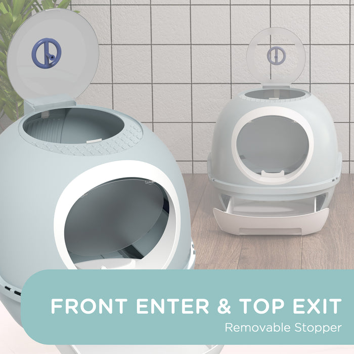 Efficient Drawer-Style Cat Litter Box with Scoop - Skylight Design, Portable and Simple Cleanup - Ideal for Cat Owners Seeking Hassle-Free Maintenance