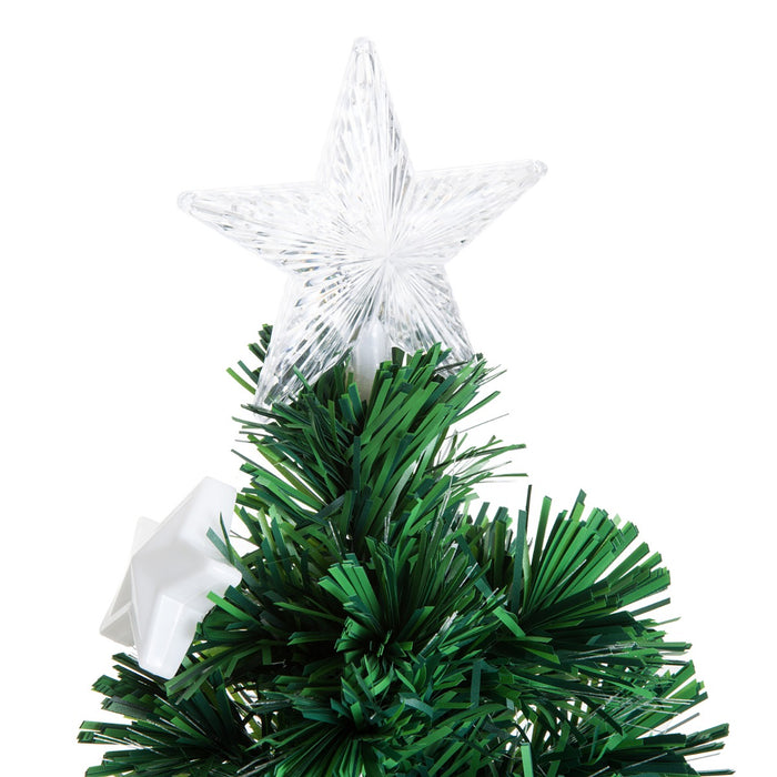 120cm Fiber Optic Artificial Christmas Tree with Stars - 4ft Tall Festive Holiday Decoration - Perfect for Home or Office Christmas Ambiance