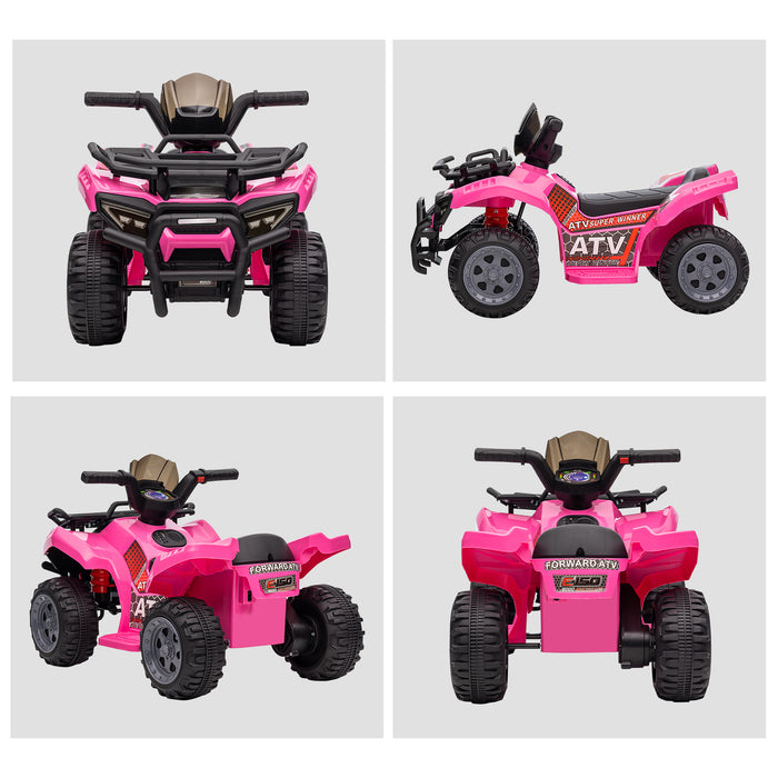 Pink 6V Battery-Powered ATV Ride-On for Toddlers - Four Wheeler with Real Working Headlights, Motorcycle Design - Fun Outdoor Play for Ages 18-36 Months Kids