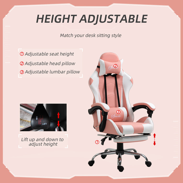 High-Back Racing Gamer Chair with Lumbar Support and Head Pillow - Swivel Wheels, Reclining Desk Seat for Gaming & Office Comfort - Ideal for Home Office Setup and Gamers