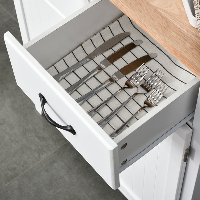 Wooden Kitchen Cupboard with Modern Design - Tableware and Storage Cabinet with 2 Organizing Drawers - Ideal for Dining and Living Pantry Room Essentials