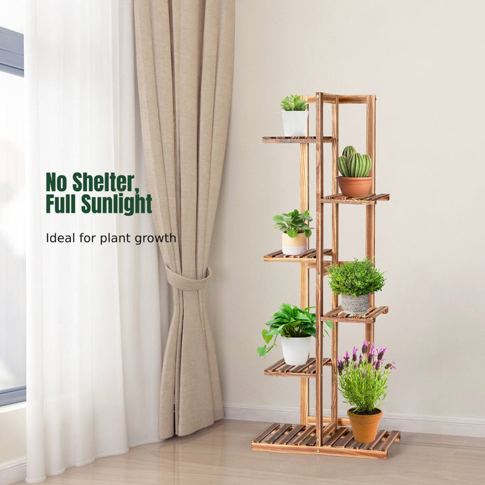 6-Tier Wooden Plant Stand - Anti-Tilting Design and Multi-Functional Display Shelf - Ideal for Showcasing Greenery and Decorative Items