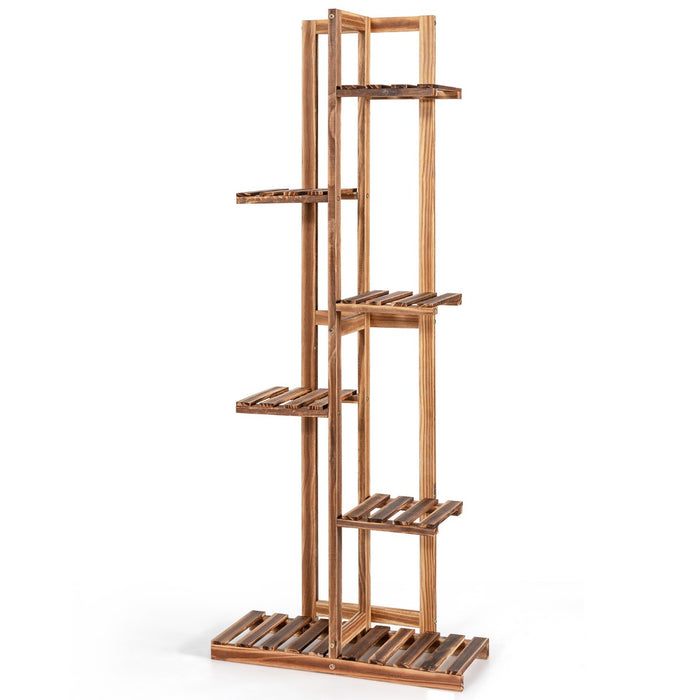 6-Tier Wooden Plant Stand - Anti-Tilting Design and Multi-Functional Display Shelf - Ideal for Showcasing Greenery and Decorative Items