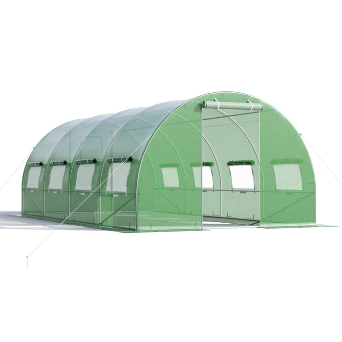 Green Walk-In Greenhouse 600x300x200 cm - 2 Zippered Doors for Easy Access - Perfect for Gardeners to Protect Plants