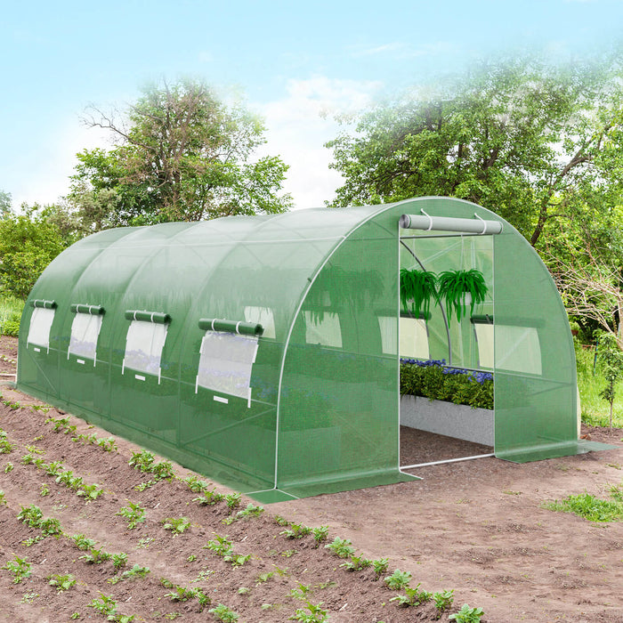 Green Walk-In Greenhouse 600x300x200 cm - 2 Zippered Doors for Easy Access - Perfect for Gardeners to Protect Plants