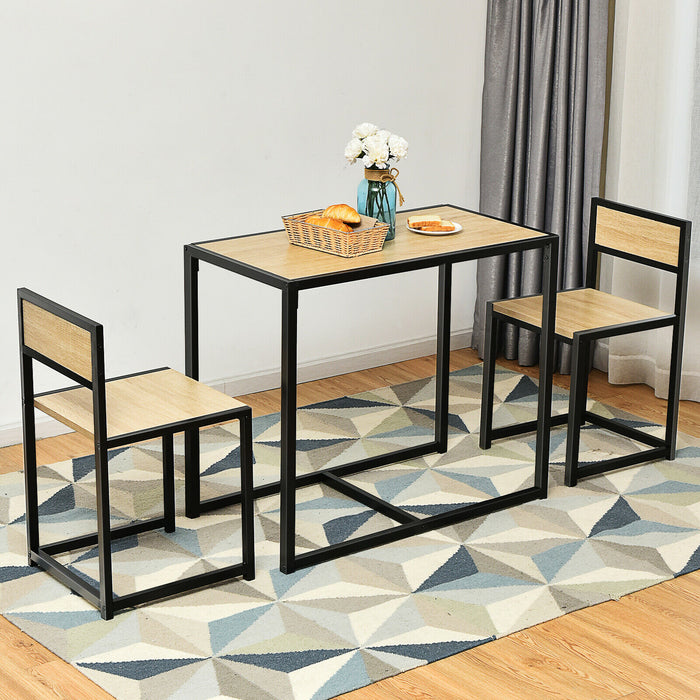 Compact Table and Chair Set - Coffee-Finished Minimalist Furniture Set - Ideal for Compact Living Spaces or Small Apartments