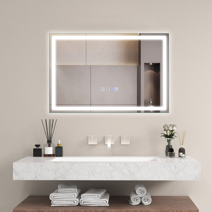 LED Bathroom Mirror 60x40cm - Features 3-Color Dimmable Lights - Ideal for Enhancing Bathroom Ambiance
