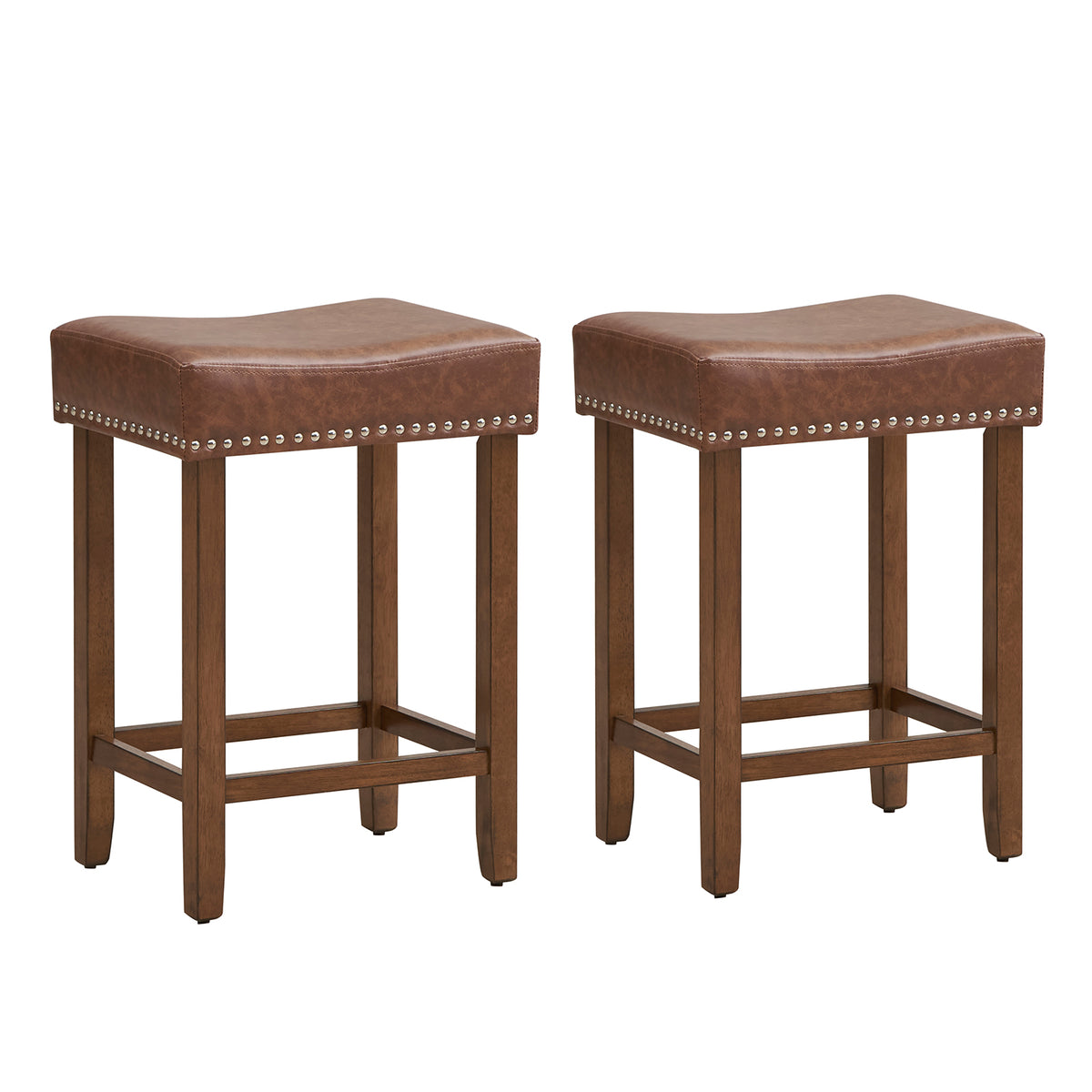 60cm Bar Stool Set of 2 - Counter Height Saddle Stools Design - Ideal for Home Bars and Kitchen Counters