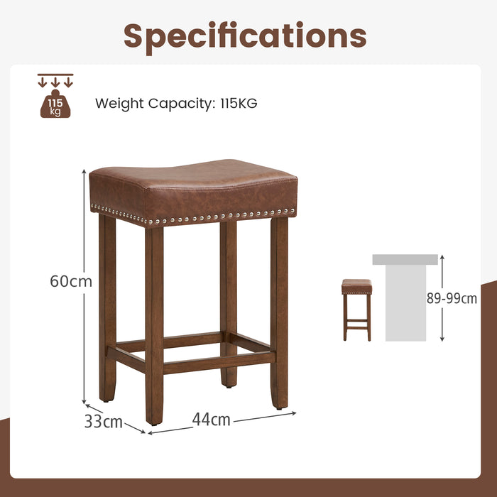 60cm Bar Stool Set of 2 - Counter Height Saddle Stools Design - Ideal for Home Bars and Kitchen Counters