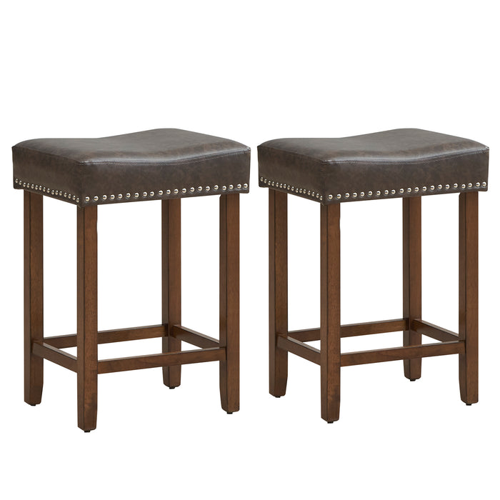60cm Bar Stool Set of 2 - Counter Height Saddle Stools Design - Ideal for Home Bars and Kitchen Counters