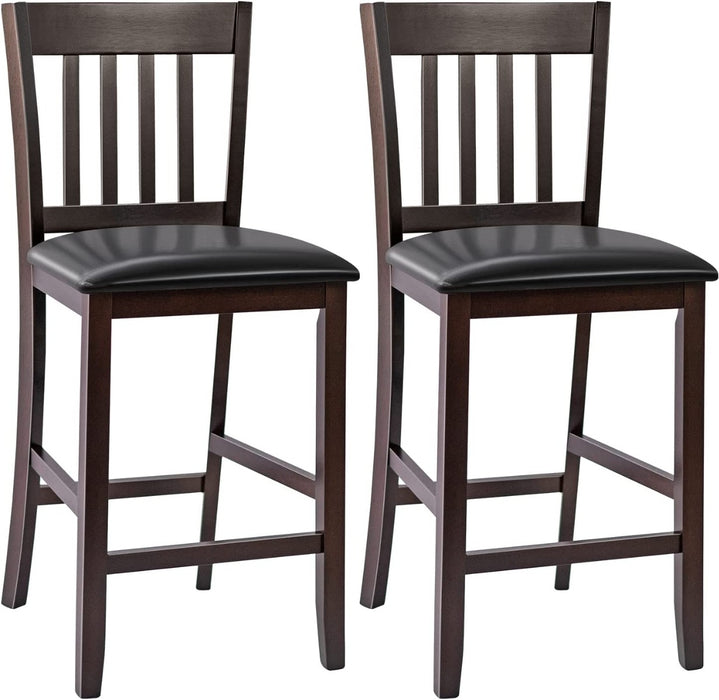 Upholstered Seat Counter Height Stool - 2 Pcs Set with Footrest and Backrest - Ideal for Comfortable High Seating Solutions