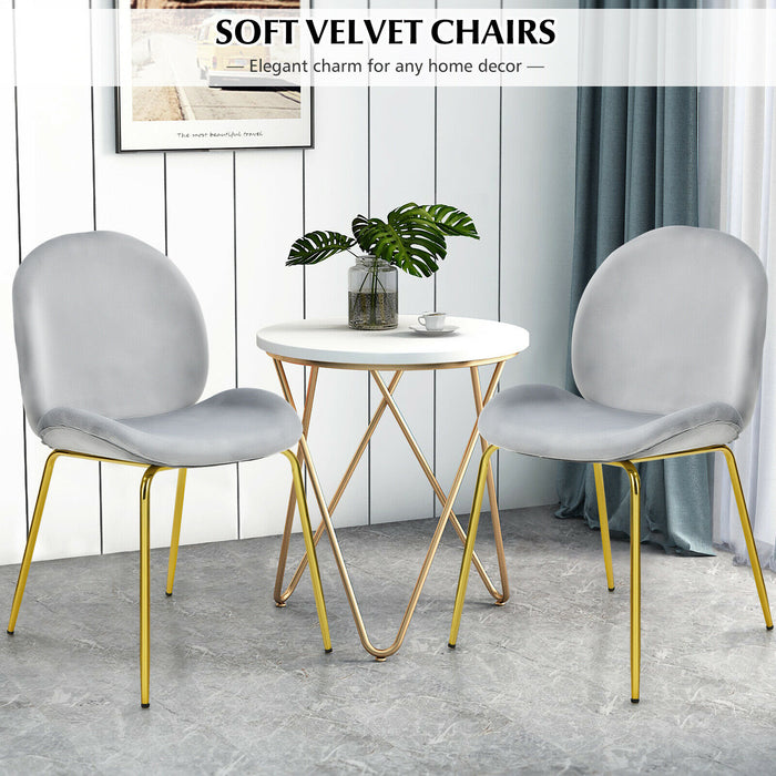 Velvet Dining Chair Set - Beige Chairs with Golden Steel Finished Legs - Ideal for Elegant Dining Spaces