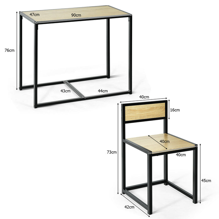 Compact Table and Chair Set - Coffee-Finished Minimalist Furniture Set - Ideal for Compact Living Spaces or Small Apartments