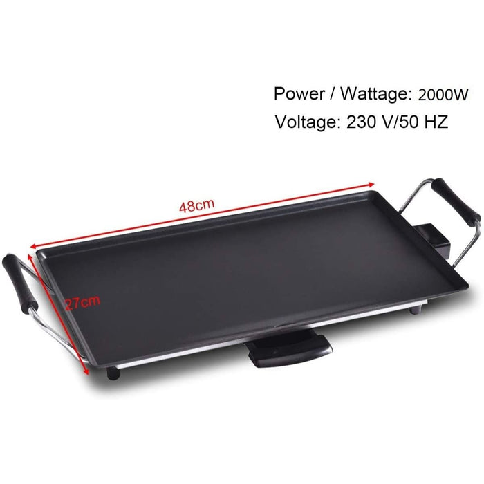 Electric Teppanyaki Table Griddle - 48 x 27cm cooking surface area - Ideal for Indoor Grilling and Cooking Parties