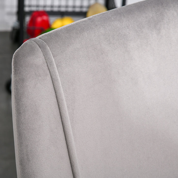 Modern Velvet Upholstered Dining Chairs - Set of 2 High Back Accent Seats with Sleek Metal Legs - Elegant Seating for Contemporary Home Decor, Grey