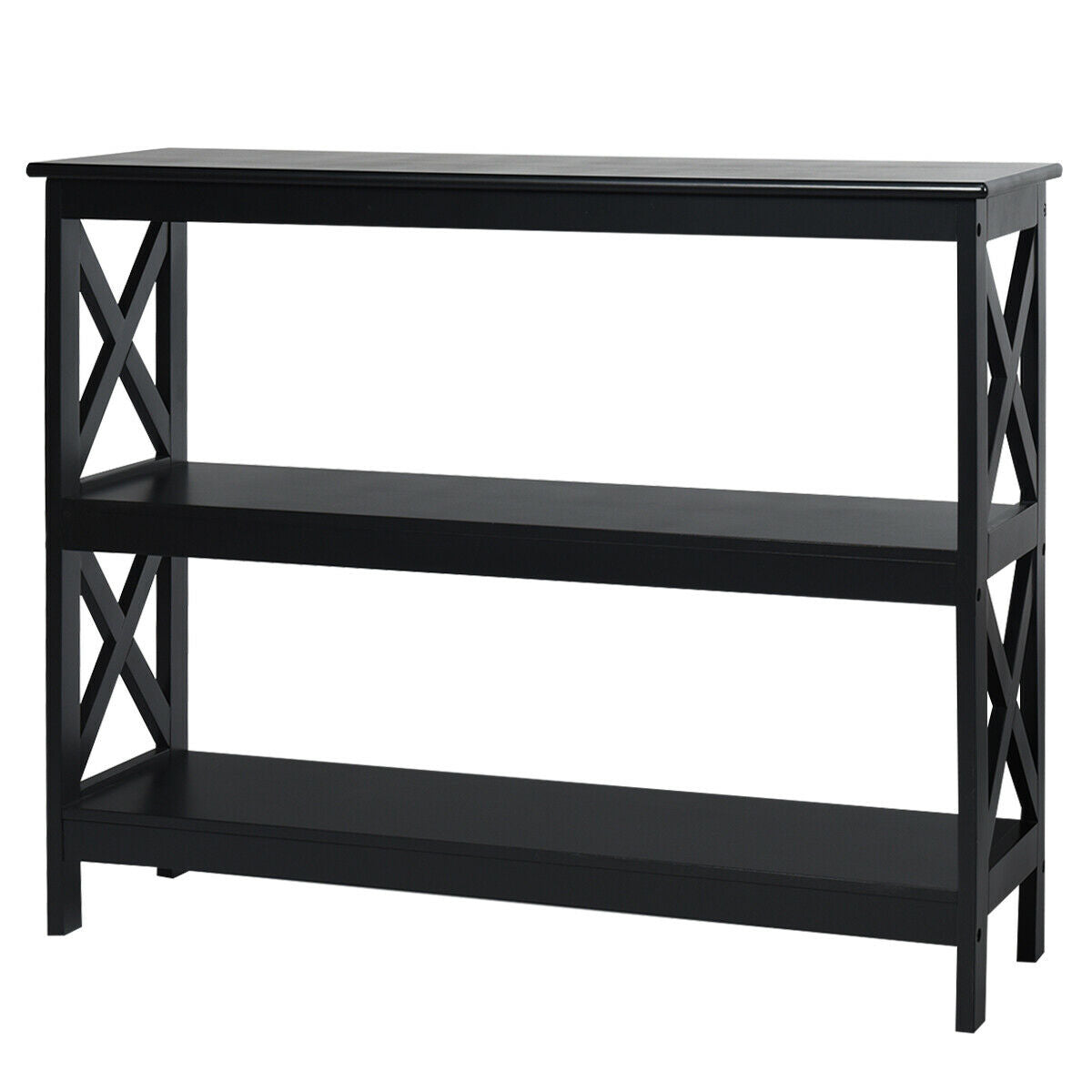Industrial Console Table - 3-Tier Design with Storage Shelf in Black - Ideal Furniture for Office and Home Organization