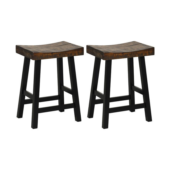 62/74cm Saddle - Bar Stools Set of 2 with Saddle Style Seat and Footrest - Ideal for Comfortable Counter Seating Solutions