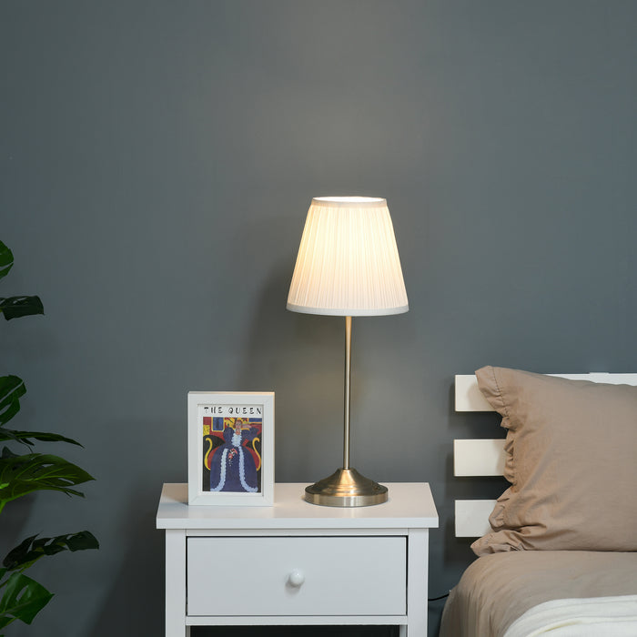 Modern Pleated Fabric Table Lamp - Elegant Metal Base Home Accent Lighting - Ideal for Living Room, Bedroom, or Office Decor