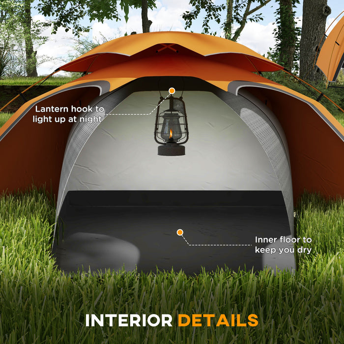 Lightweight Aluminum Frame Dome Camping Tent - 2000mm Waterproof with Removable Rainfly - Ideal for 1-2 Person Outdoor Adventures, Orange