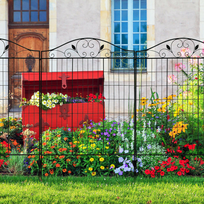 Folding Iron Garden Fence - 4 Interlockable Panels for Decorative Landscaping - Ideal for Garden Boundary Definitions and Decor