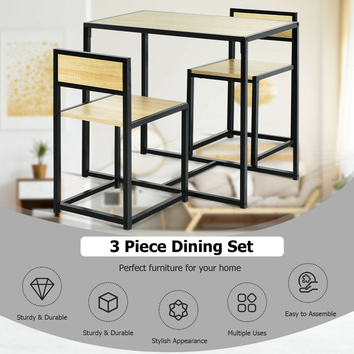 Compact Table and Chair Set - Coffee-Finished Minimalist Furniture Set - Ideal for Compact Living Spaces or Small Apartments